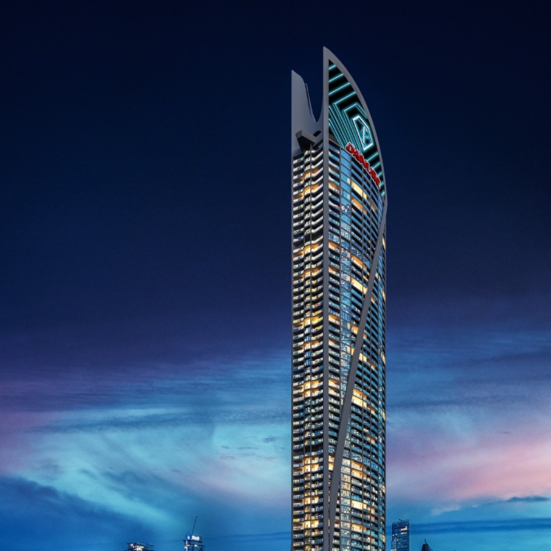 شقة بغرفتين نوم وحمام سباحة خاص في مشروع fashionz بمساحة واسعة 1177 قدم