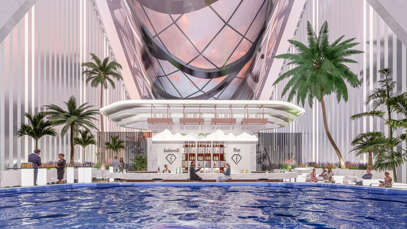 شقة بغرفتين نوم وحمام سباحة خاص في مشروع fashionz بمساحة واسعة 1177 قدم