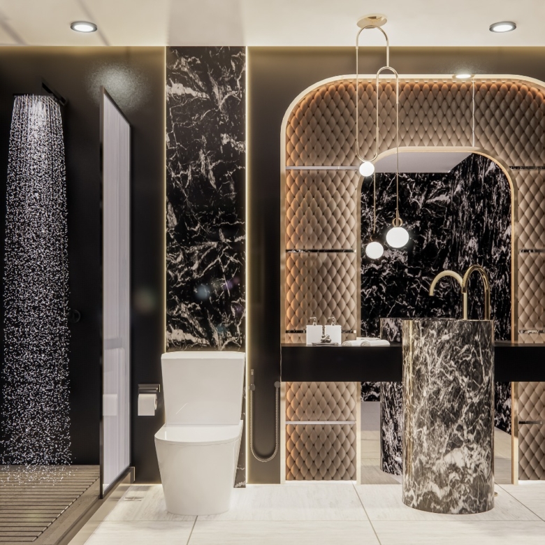 شقة بغرفتين نوم وحمام سباحة خاص في مشروع fashionz بمساحة واسعة 1177 قدم