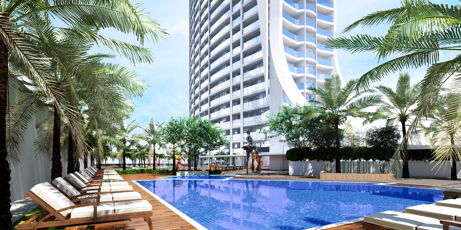 شقة بغرفتين نوم وحمام سباحة خاص في مشروع fashionz بمساحة واسعة 1177 قدم