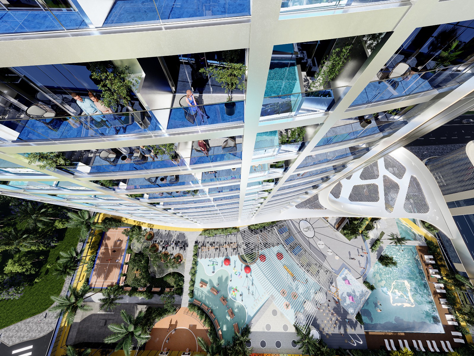 شقة بغرفتين نوم وحمام سباحة خاص في مشروع fashionz بمساحة واسعة 1177 قدم